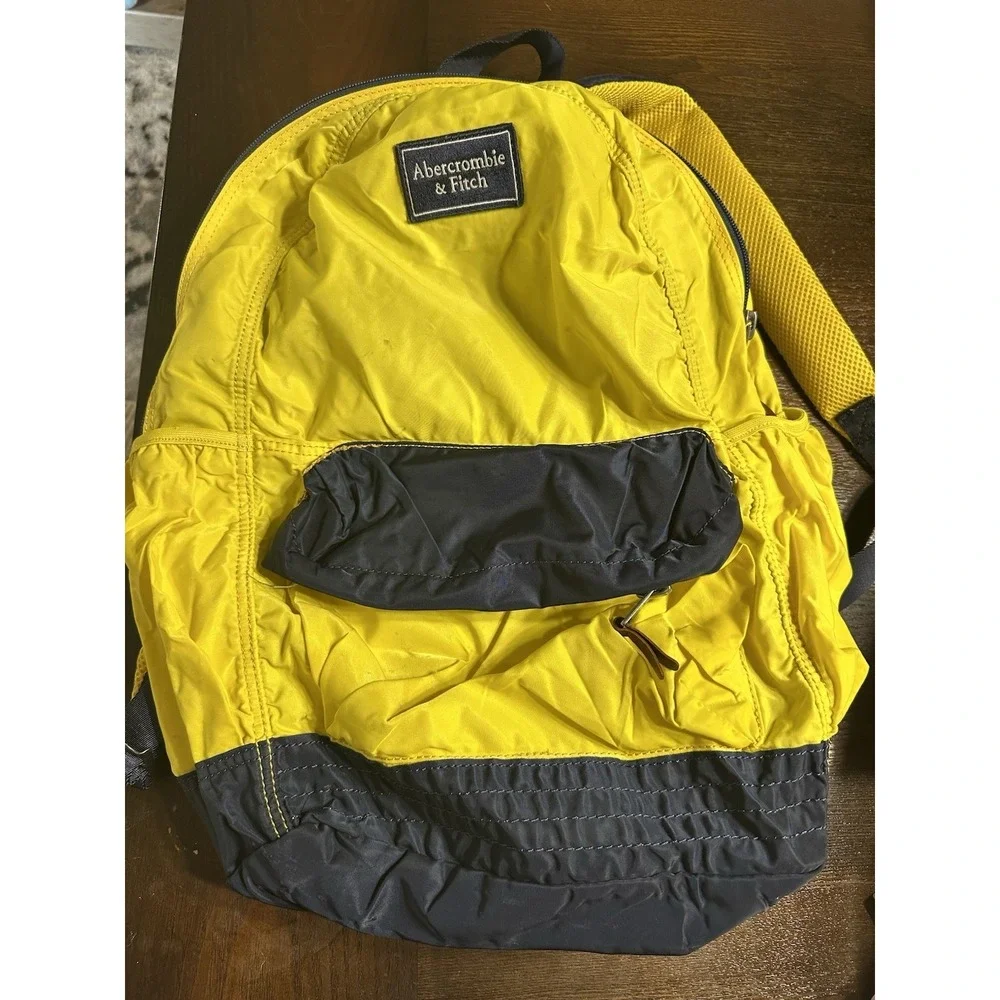 Abercrombie & Fitch Colorblock Yellow‎ Black Backpack Zip Adjustable Strap Men